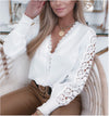 Long Sleeve V Neck Lace Panel Shirt Shirt Women's