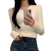 V-neck Sweater Top Simple All-match Long Sleeves Sweater