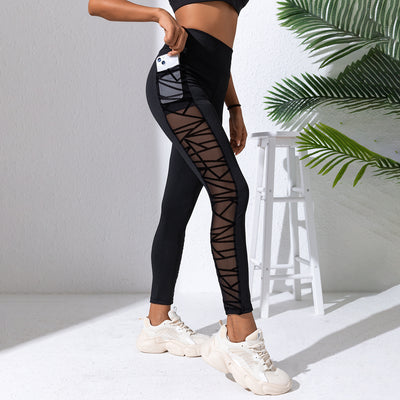 Plus Size Mesh-Stitching Yoga-Leggings - Figurformende Sport- und Fitnesshose mit Hüft-Lift & Bauchkontrolle