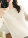 Knitted Bottoming Sweater Women Cashmere Sweater Korean Round Neck Loose