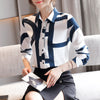 Revers Farbe Lose Chiffon Shirt Top Strickjacke Shirt frauen Bodenbildung Shirt