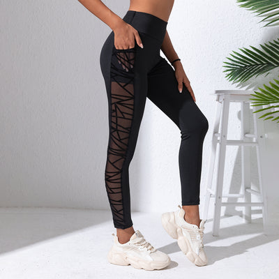 Plus Size Mesh-Stitching Yoga-Leggings - Figurformende Sport- und Fitnesshose mit Hüft-Lift & Bauchkontrolle