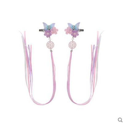 Super Fairy Children  Antique Hair Accessories Retro Accessories Tassel Butterfly Girl Hairpin