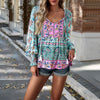 Autumn Bohemian Casual Style Rayon Long-sleeved Shirt For Women