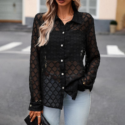 European And American Transparent Jacquard Shirt For Women