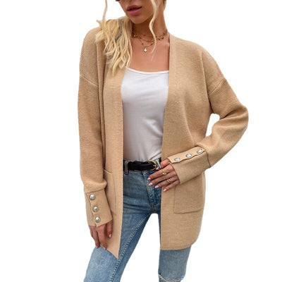 European And American Sweater Women Casual Mid-length Knitted Cardigan