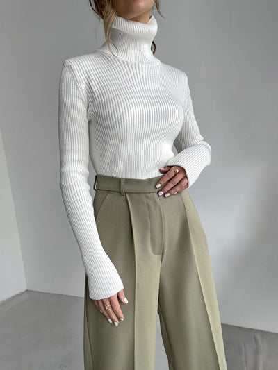 Elegant Slim-fit Extended Turtleneck Sweater For Women