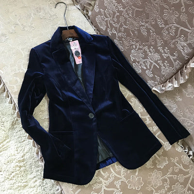 Gold Velvet Suit New Slim Slim Fit All-match Jacket Women