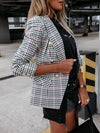 Womens Autumn Top Loose Long Sleeve Plaid Blazer