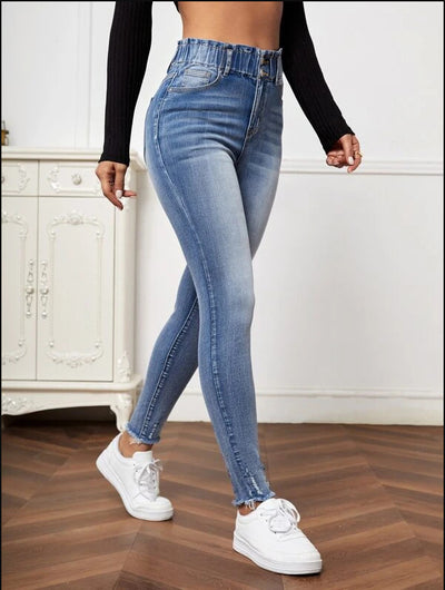 Neue Damen-Jeans hohe elastische, enge Jeans